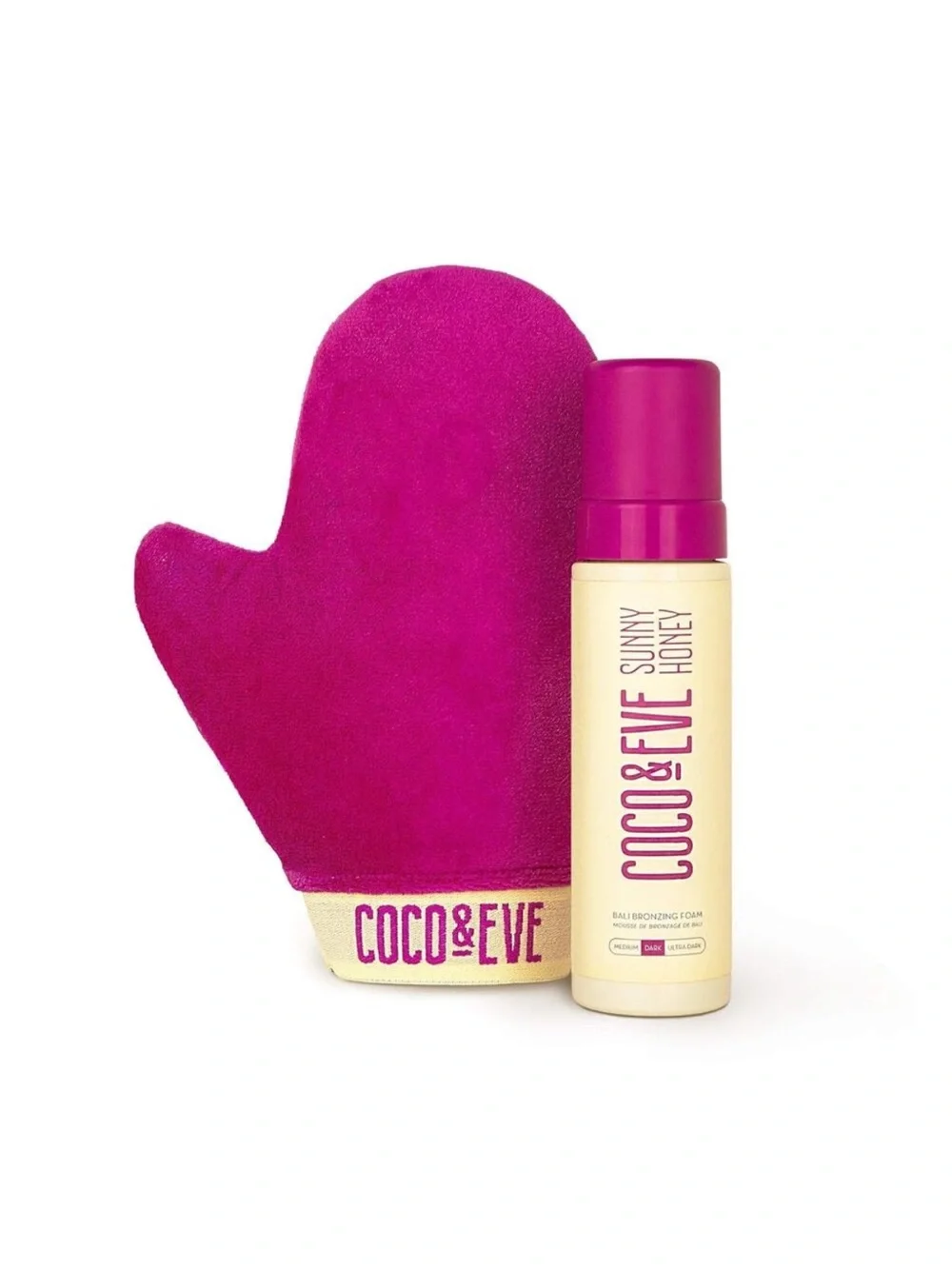 Coco & Eve Sunny Honey Bali Bronzing Foam Dark + Luxe Tanning Mitt Set NEW